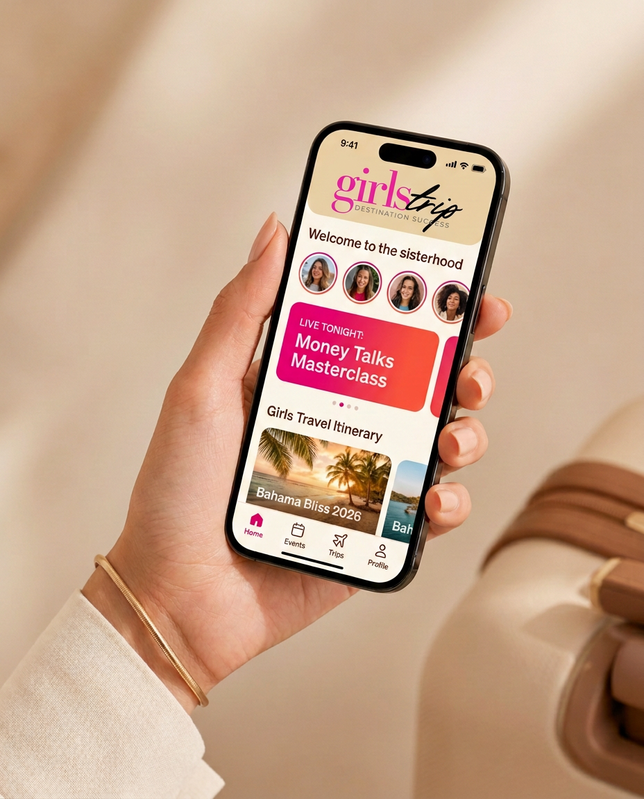 Girls Trip Society community app on a phone
